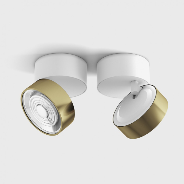 SOL SURF, D95mm, H78mm, LED 14W 3000K, білий/латунь (02.9533.14.930.WH + SOL RING BRASS)