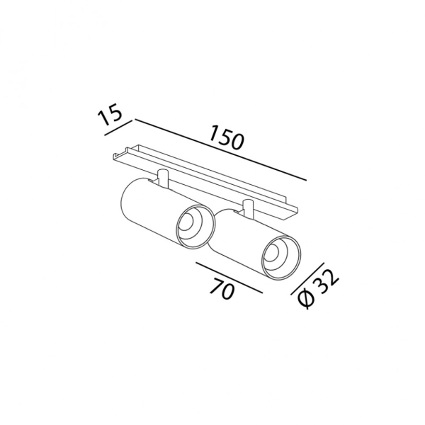 Світильник прожекторний MINI_LINE 42 TUB S A X2, D32, H70mm, CREE 2×5W, 1284Lm, 3000K, 36°, CRI&gt;,90, IP 20, білий (07.3270.10.930.WH)