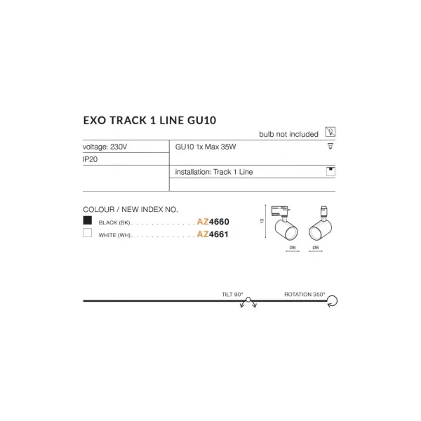 EXO TRACK 1LINE GU10 BK