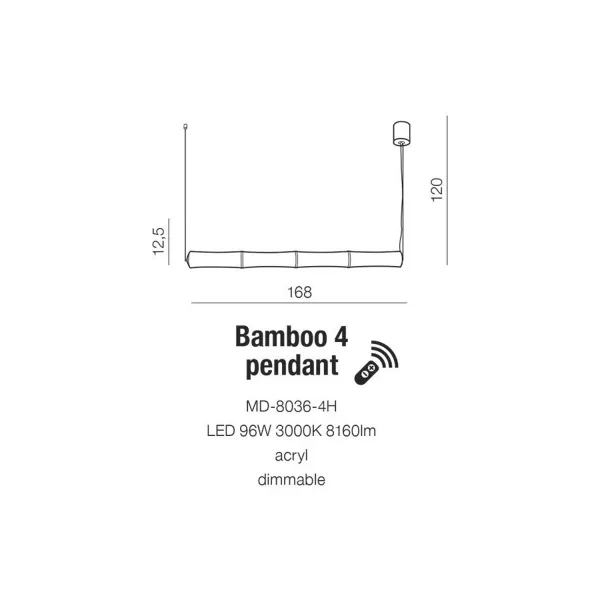 Подвесной светильник в стиле модерн BAMBOO 4 PENDANT Azzardo в гостиную, спальню в цвете никель/хром