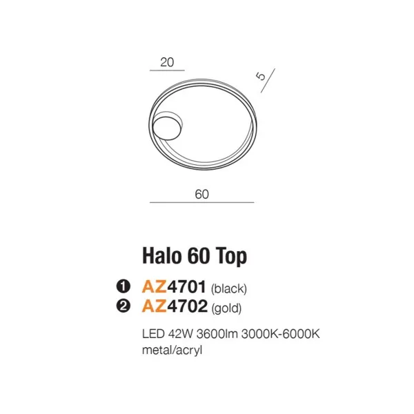 Светильник потолочный светодиодный HALO 60 TOP GO Azzardo в гостиную, спальню