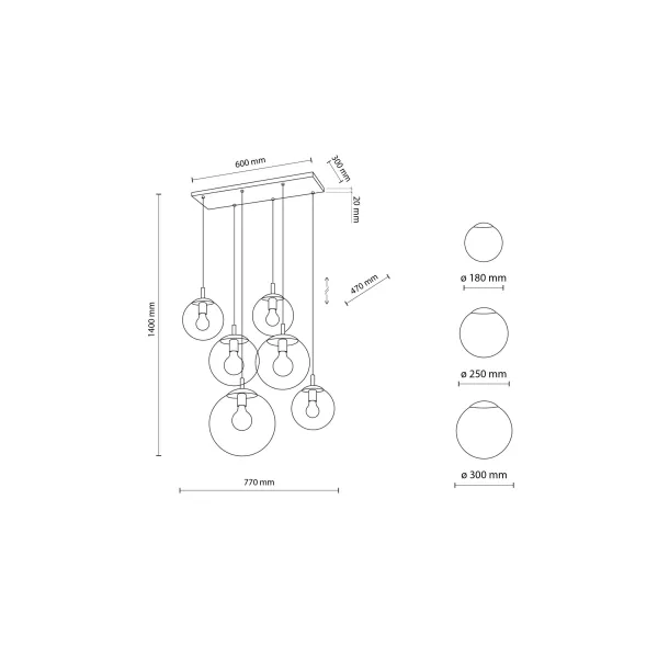 Подвесной светильник в стиле хай-тек ESME GRAPHITE 6 TK Lighting в кухню, спальню в цвете черный
