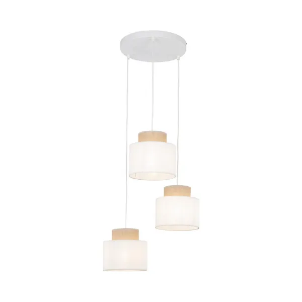 Подвесной светильник в стиле скандинавский DUO WHITE JUTA 3 коло TK Lighting в кухню, спальню в цвете белый