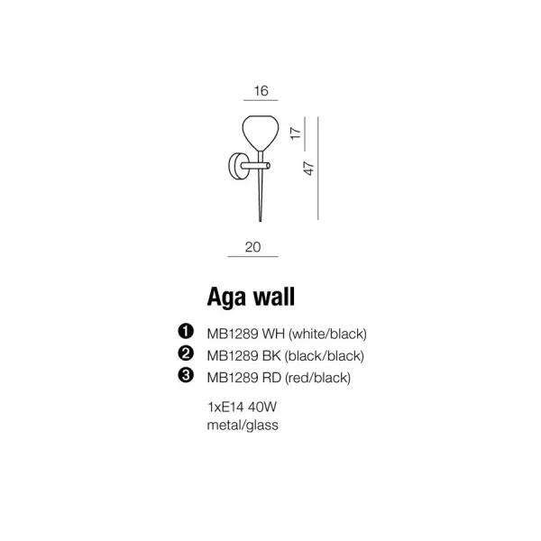 Бра настенное в спальню и гостиную AGA WALL RED Azzardo в стиле модерн