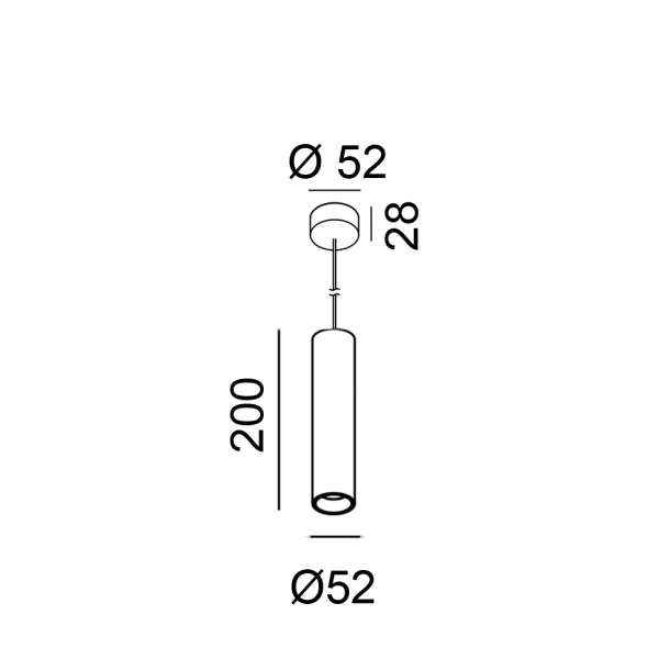 TUB M P 200 DTW, D52mm, H200mm, LED 12W, 1800-3000К, черный (03.0521.12.DTW.BK)