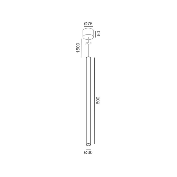 TUB S P 600, D30mm, H600mm, 8W LED, 3000K, IP20, чорний (03.0360.8.930.BK)