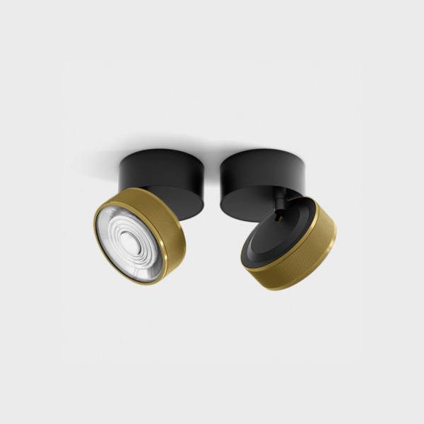 SOL SURF MINI, D75mm, H70mm, LED 7W, 3000K, чорний/латунь (02.7526.7.930.BK + SOL M RING GRAIN BRASS)