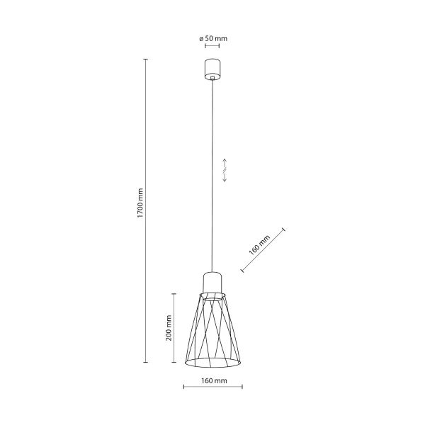 Подвесной светильник в стиле лофт MODESTO BLACK LAMPA  1 TK Lighting в кухню, коридор в цвете черный