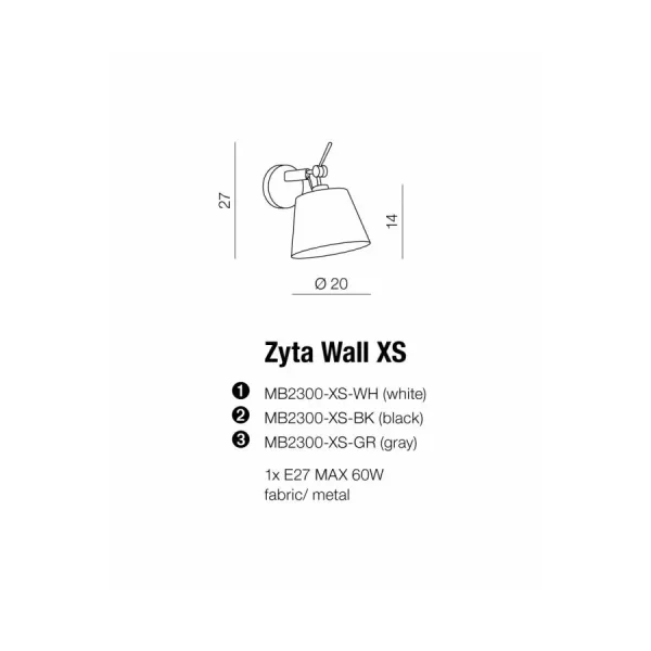 Бра настенное в спальню и гостиную ZYTA WALL XS WHITE Azzardo в стиле модерн