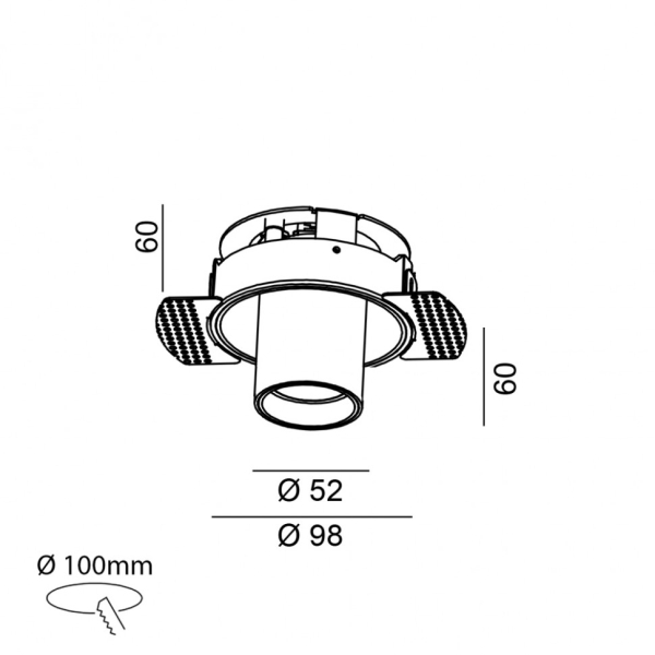 TUB M OUT TRIMLESS, D52mm, H60mm, LED 12W 4000K, белый (01.0594.9.940.WH)