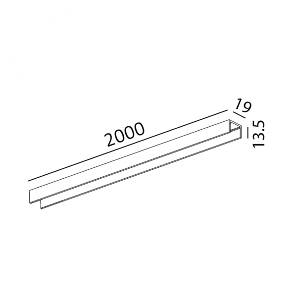 Трек накладной MINI_LINE42 TRACK S 2000, L2000mm, W19mm, H13,5mm, светлое золото (07.S200.LG)