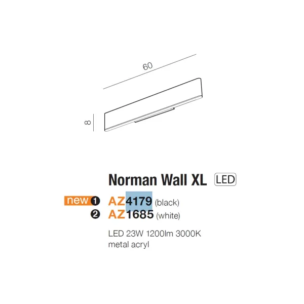 Светильник настенный светодиодный в спальню и гостиную NORMAN WALL XL BLACK Azzardo, LED бра в стиле лофт
