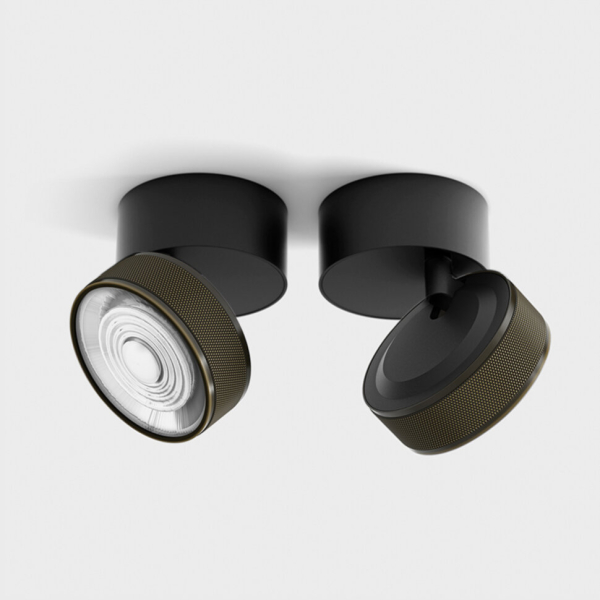 SOL SURF, D95mm, H78mm, LED 14W 4000K, чорний/срібло (02.9533.14.940.BK + SOL RING GRAIN BRONZE)