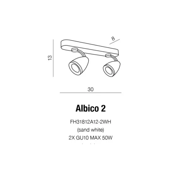 Светильник потолочный ALBICO 2 WHITE Azzardo в гостиную, кухню в стиле модерн