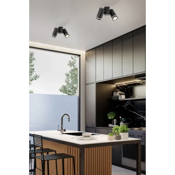 Светильник потолочный JET BLACK 2* GU10 TK Lighting в гостиную, кухню в стиле хай-тек