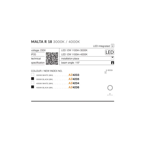 MALTA R 18 4000K BK