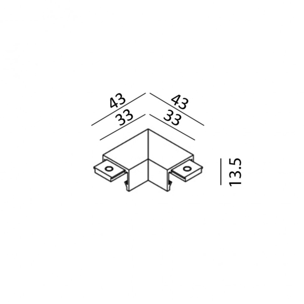 З'єднувач накладної L-подібний MINI_LINE42 CORNER S HR, L33mm, W33mm, H13.5mm, чорний (07.S90HR.BK)