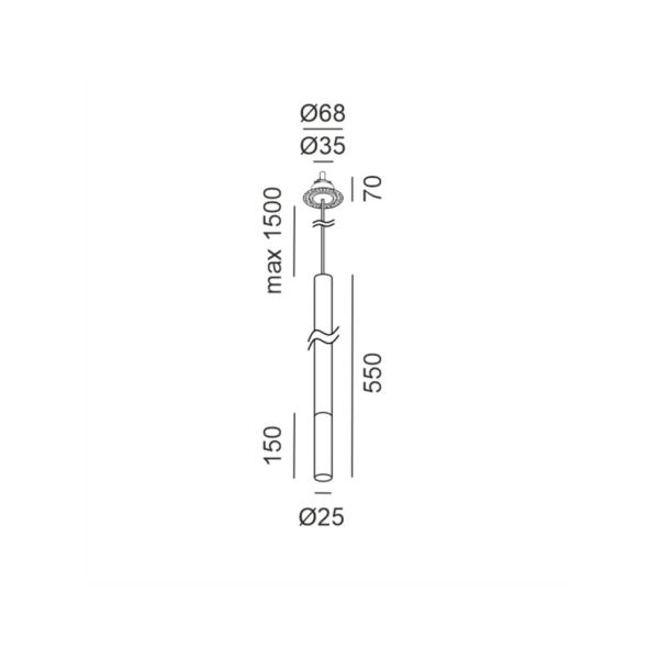 MATCH S P 550 NANO, D25mm, H550mm, 7W LED, 3000K, IP20, латунь (03.0351.7.930.BR)