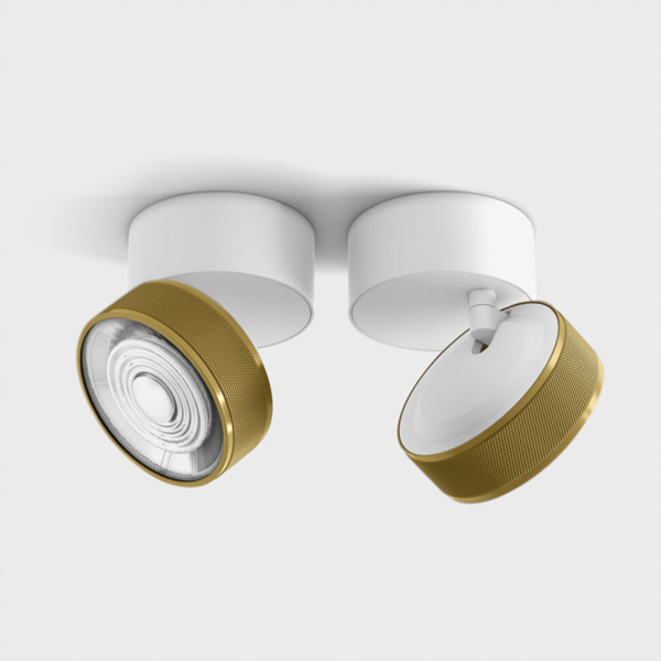 SOL SURF, D95mm, H78mm, LED 14W 3000K, білий/латунь (02.9533.14.930.WH + SOL RING GRAIN BRASS)