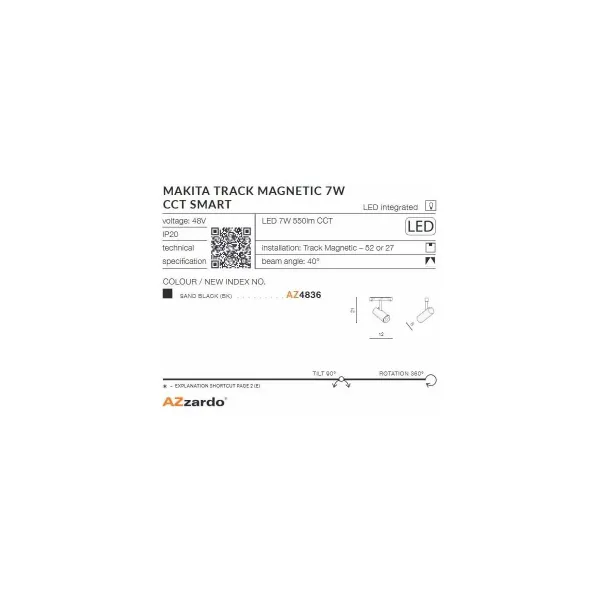 ALFA MAKITA TRACK MAGNETIC 7W CCT BLUETOOTH BLACK
