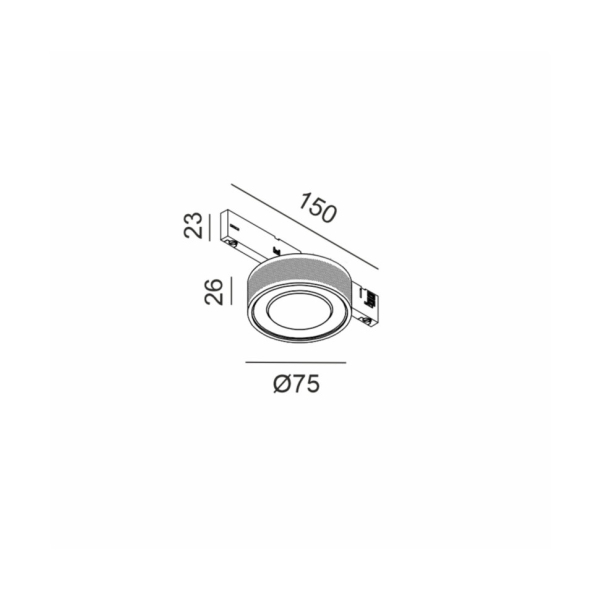 MICRO_LINE SOL MINI, D75mm, H26mm, LED 6.3 W, 4000К, DALI, чорний (14.7526.7.940.DALI.BK + SOL M RING GRAIN BLACK)