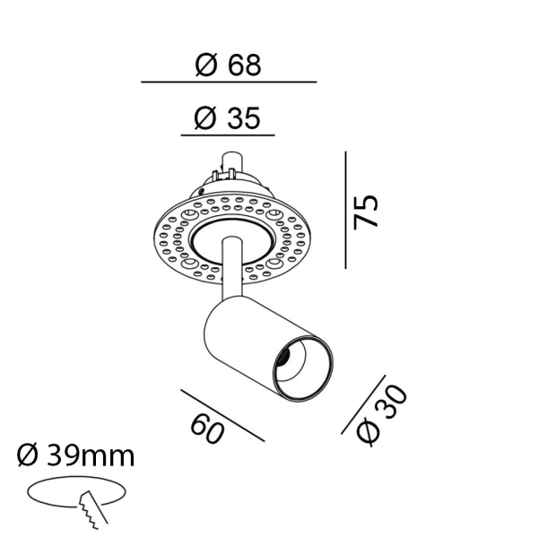 NANO TUB S TRIMLESS, D30mm, Н60мм, LED 4.5 W, 3000K, білий (01.3904.7.930.WH)