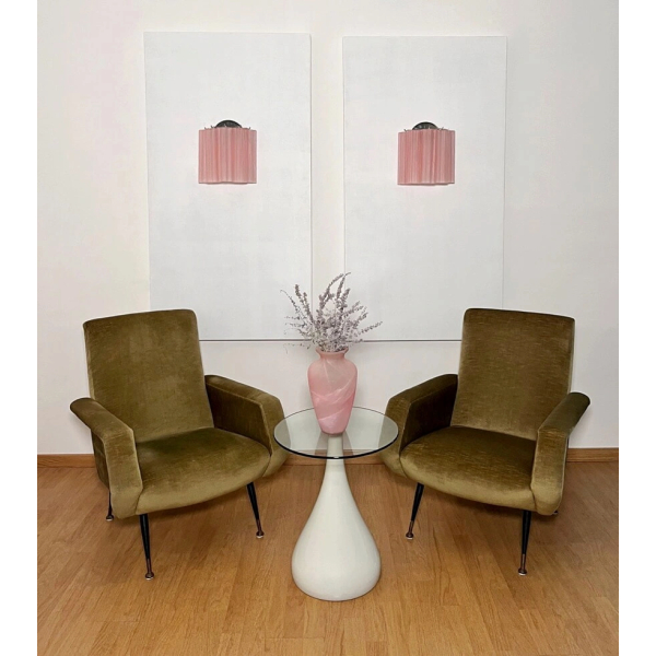 Пара настінних світильників із скла у вигляді трубок – 5 рожевих травлених скляних трубок. MURANO TUBE 203