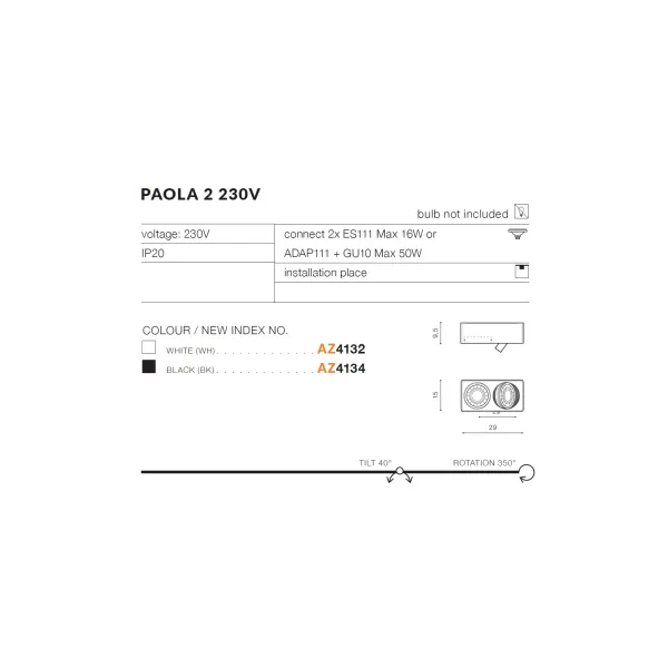 PAOLA 2 230V BK