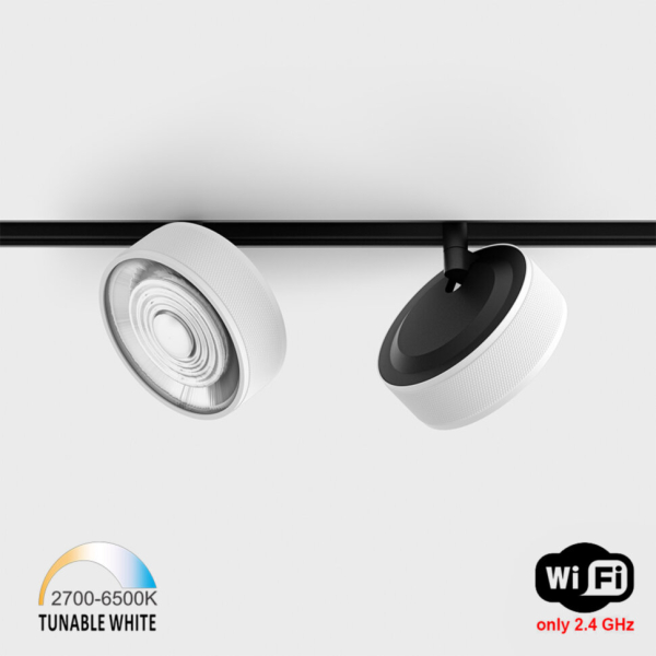 IN_LINE SOL TW, D95mm, H33mm, LED 13W, TW DIM: 2700K(881Lm)-6500K(1025Lm), 48V DC, IP20, чорний/білий (06.9533.13.TW.BK + SOL RING GRAIN WHITE)