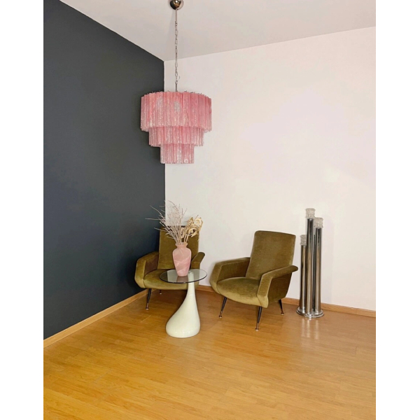 Велика триярусна люстра з трубок із рожевого алебастрового скла Murano 52 MURANO TUBE 188