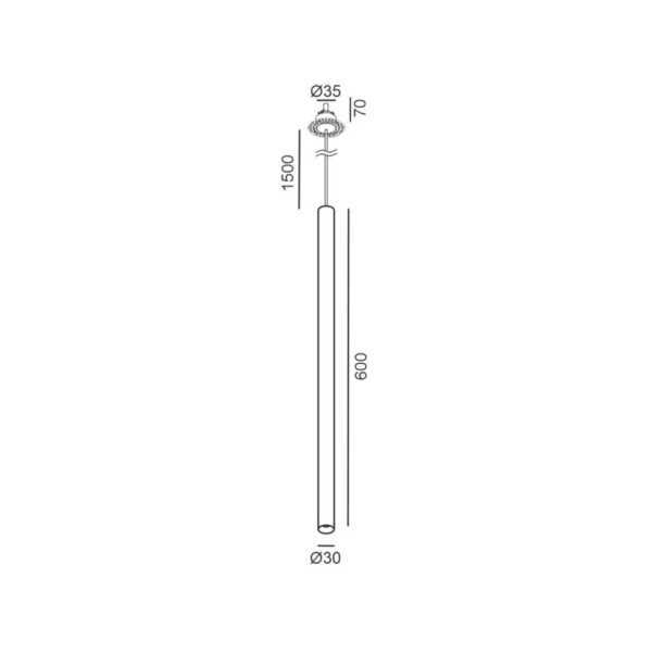 TUB S P 600 NANO, D30mm, H600mm, 8W LED, 50с, 3000K, IP20, чорний (03.0361.8.930.BK)