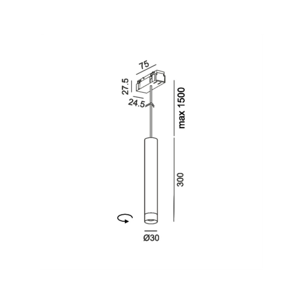 IN_LINE TUB S P 300 ZOOM, D30mm, H300mm, LED 5.4 W, 3000K, 15°-50°, 48V DC, білий (06.0339.6.930.WH)