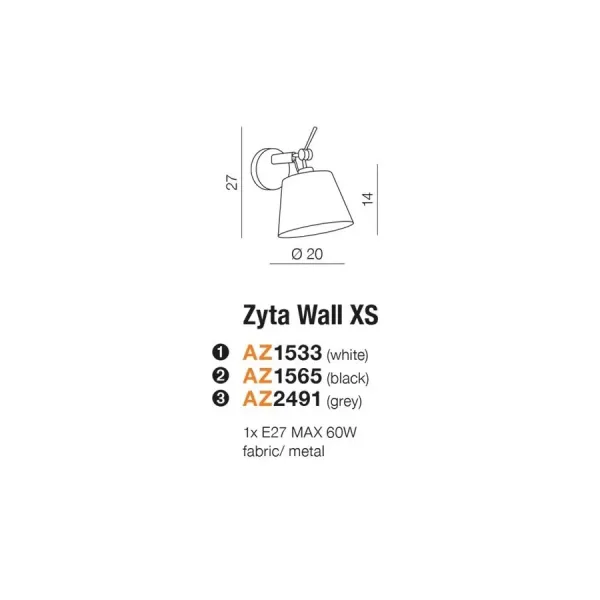 Бра настенное в спальню и гостиную ZYTA WALL XS BLACK Azzardo в стиле модерн