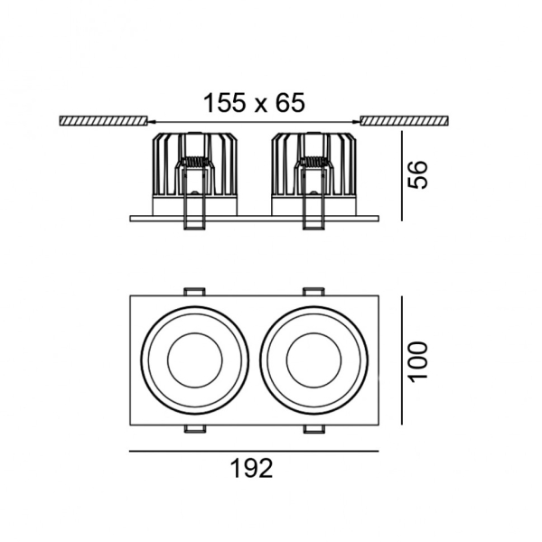 RIO F2, L192mm, W100mm, H56mm, LED 2x9W, 4000К, черный (01.6480F2.20.940.BK)