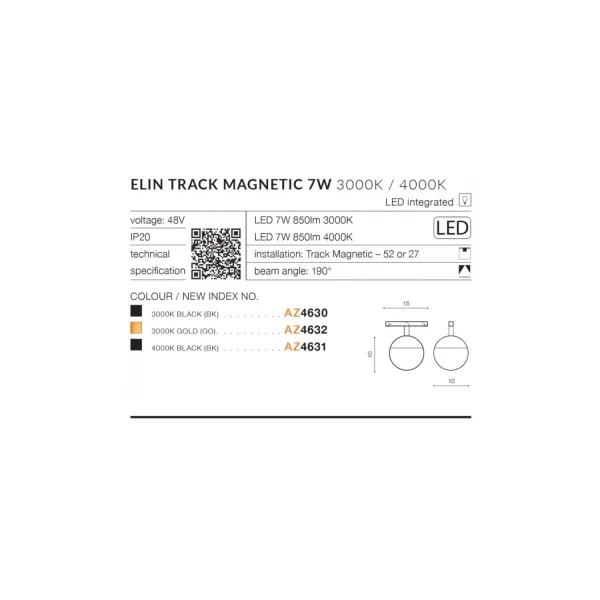 ALFA ELIN TRACK MAGNETIC 7W 3000K BK
