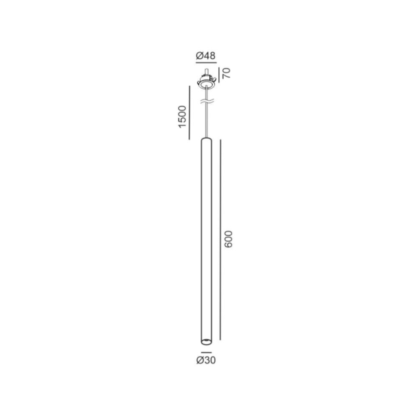 TUB S P 600 NANO, D30mm, H600mm, 8W LED, 50с, 3000K, IP20, чорний (03.0362.8.930.BK)