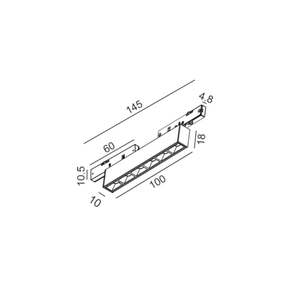 PICO_LINE COMFORT OUT 100, L100mm, W10mm, H18mm, 5W LED, 4000K, DIM, 24V, чорний (16.1011.6.940.BK.DIM)