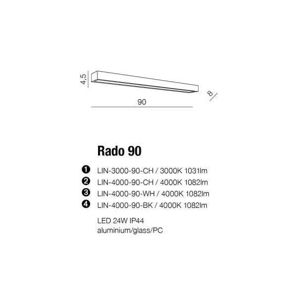 Светильник настенный светодиодный в ванную RADO 90 3000 CH Azzardo, LED бра в стиле хай-тек