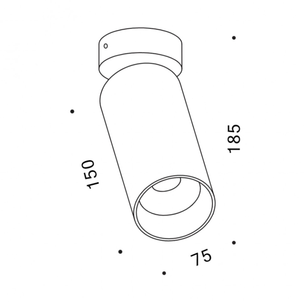 TUB L SA 150, D75mm, H185mm, LED 13W, 4000К, чорний (02.0715.13.940.BK)