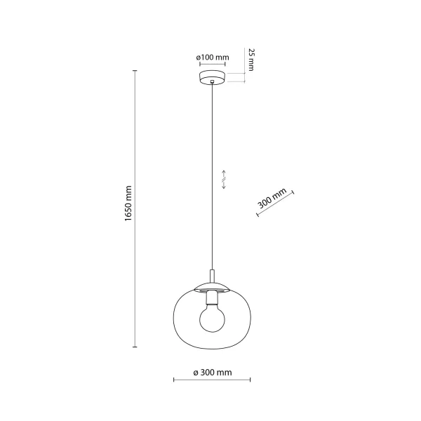 Подвесной светильник в стиле хай-тек VIBE TRANSPARENT LAMPA WISZACA 1 300 TK Lighting в кухню, спальню в цвете черный