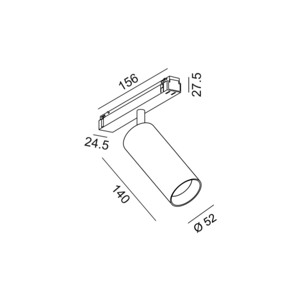 IN_LINE TUB M A 140 TW, D52mm, H140mm, LED 18W, TW DIM: 2700K(1140Lm)-6500K(1386Lm), 48V DC, IP20, білий (06.0514.18.TW.WH)