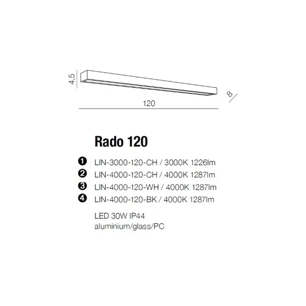 Светильник настенный светодиодный в ванную RADO 120 4000 CH Azzardo, LED бра в стиле хай-тек