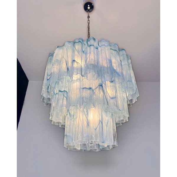 Велика триярусна люстра з трубок із синього алебастрового скла Murano 52 MURANO TUBE 186