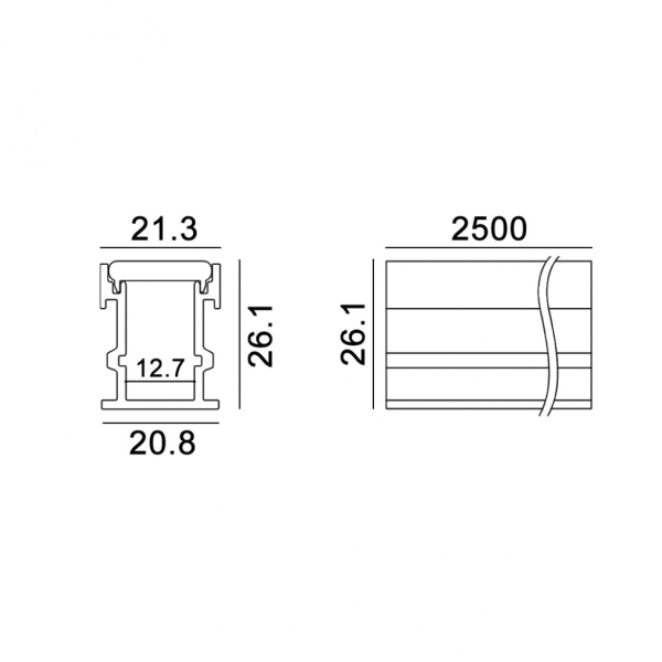 PROFILE FLOOR IN, L2500mm, h27mm, w21.4mm (12.2127.25)
