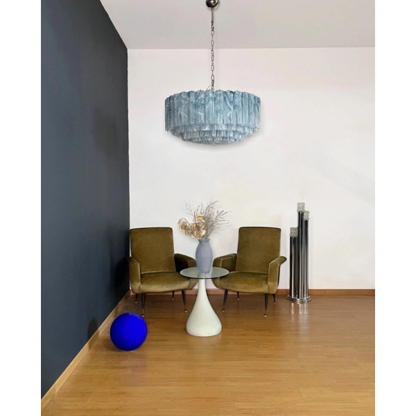 Велика люстра зі скла - 101 трубка із синього алебастрового скла. MURANO TUBE 224