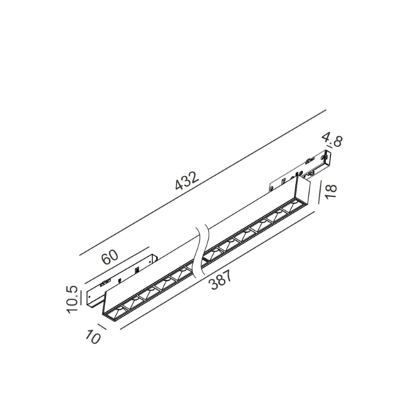 PICO_LINE COMFORT OUT 387, L387mm, W10mm, H18mm, LED 20W, 4000K, DIM, 24V, чорний (16.4011.20.940.BK.DIM)