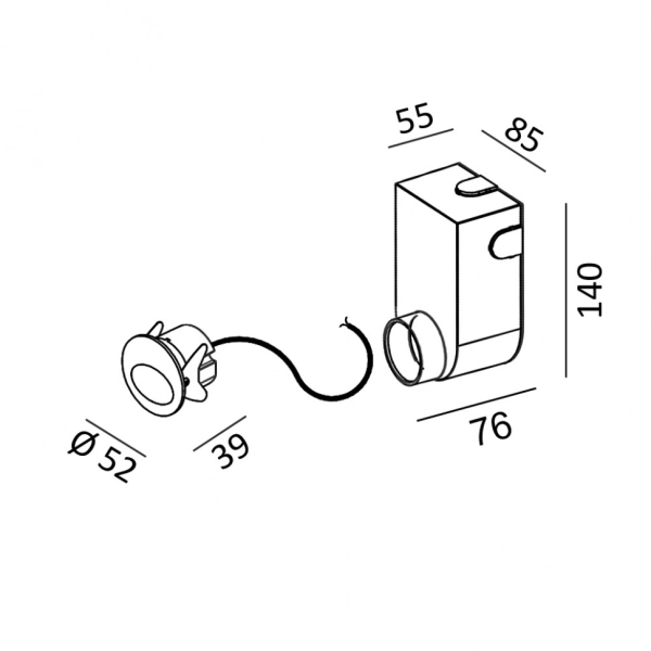 IN WALL IP, D52mm, sp39mm, LED 2.1 W, 2700К, IP65, графіт (08.5239.R2.927.GR)