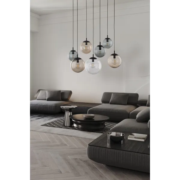Подвесной светильник в стиле хай-тек ESME MIX 7 Павук TK Lighting в гостиную, спальню в цвете черный