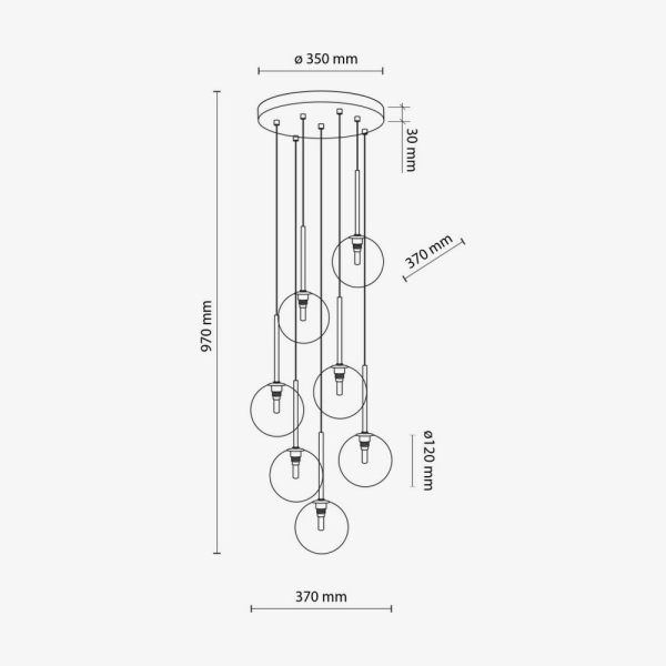 Люстра TK Lighting Nilos / 7 чорно-золота 5362