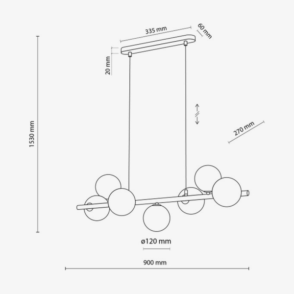 Люстра TK Lighting Estera 7 чорна 5666